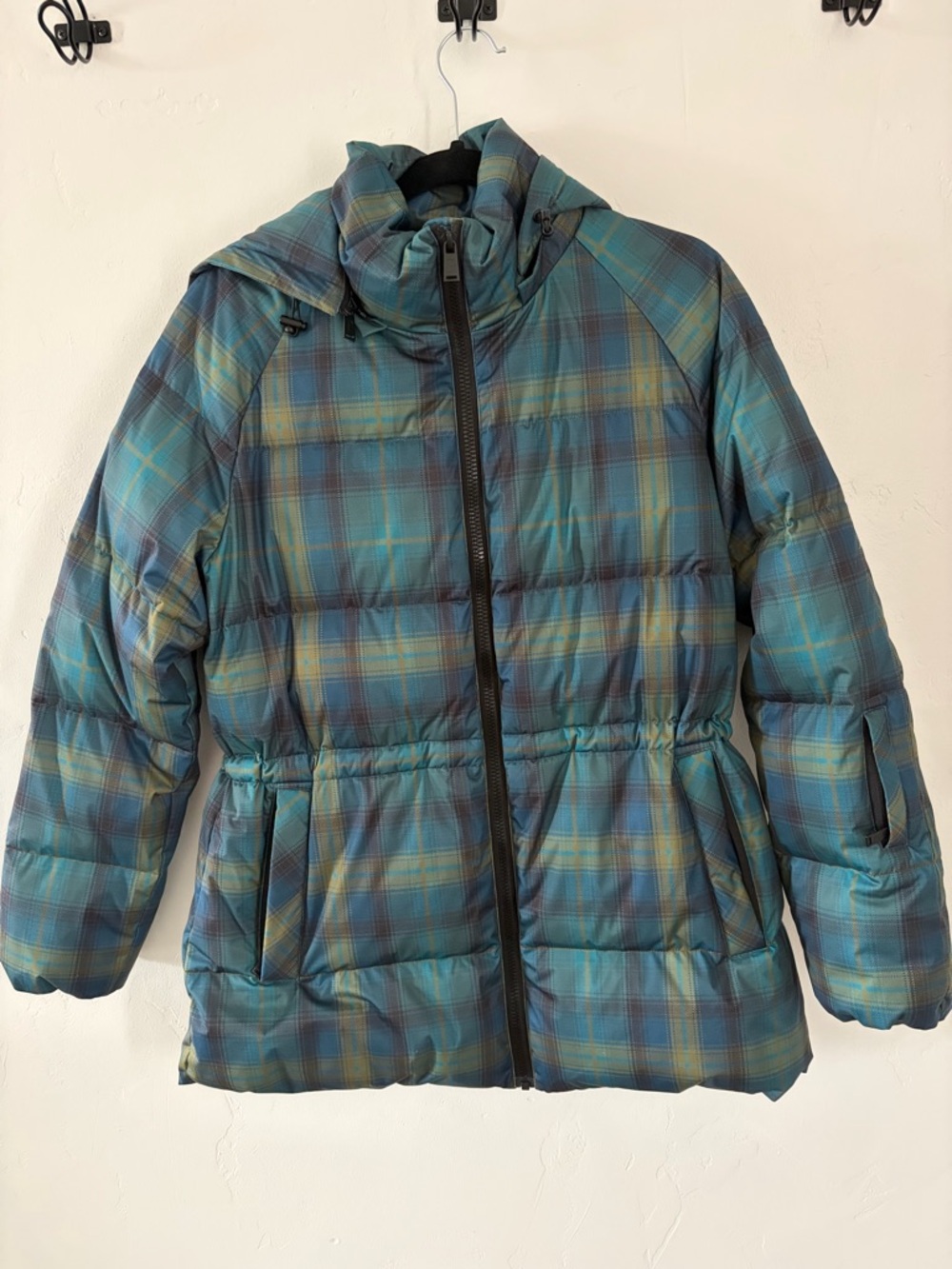 Pendleton Plaid Puffer Jacket in Teal & Navy